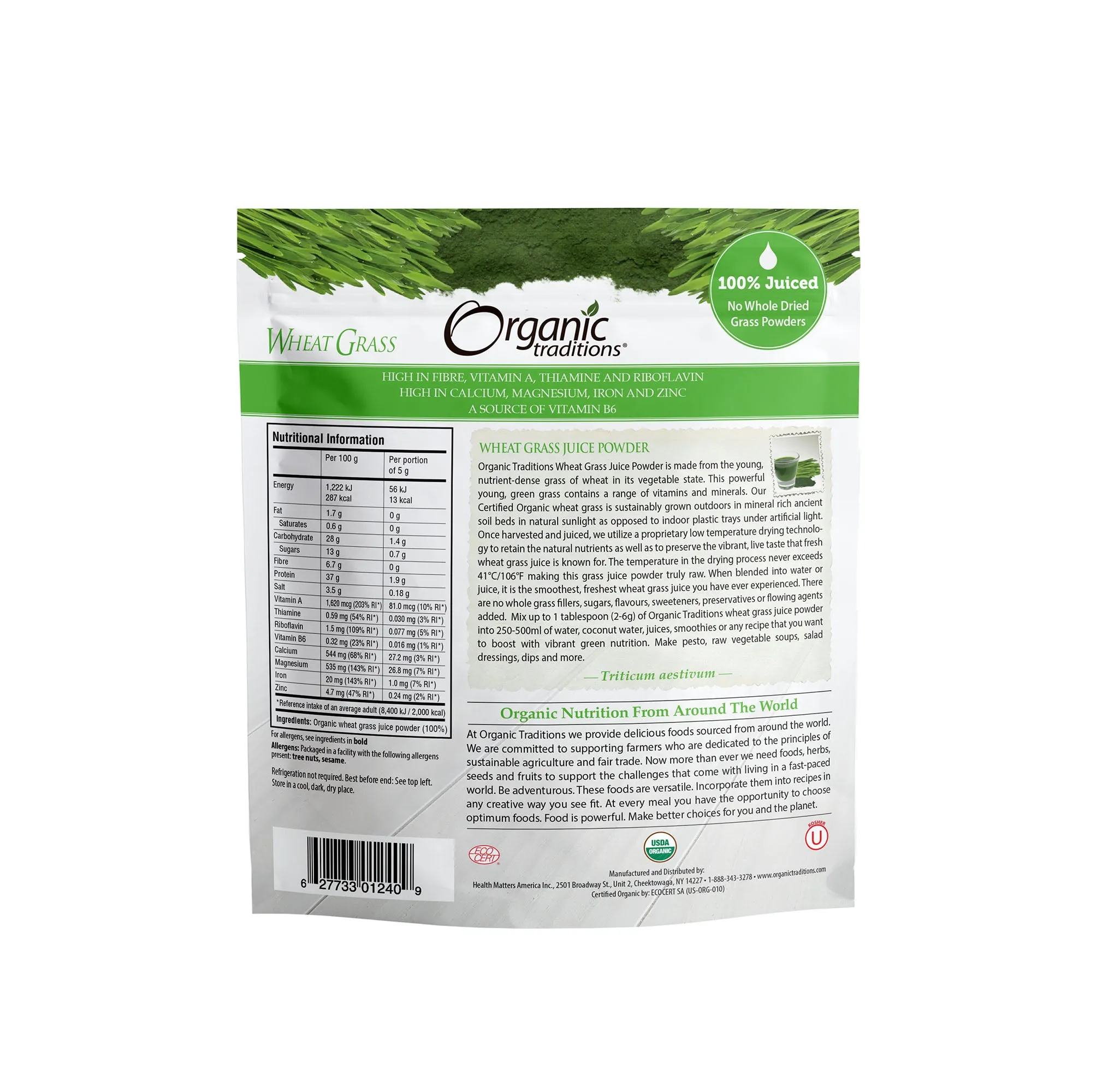 Organic Traditions Wheat Grass Juice Powder 150g