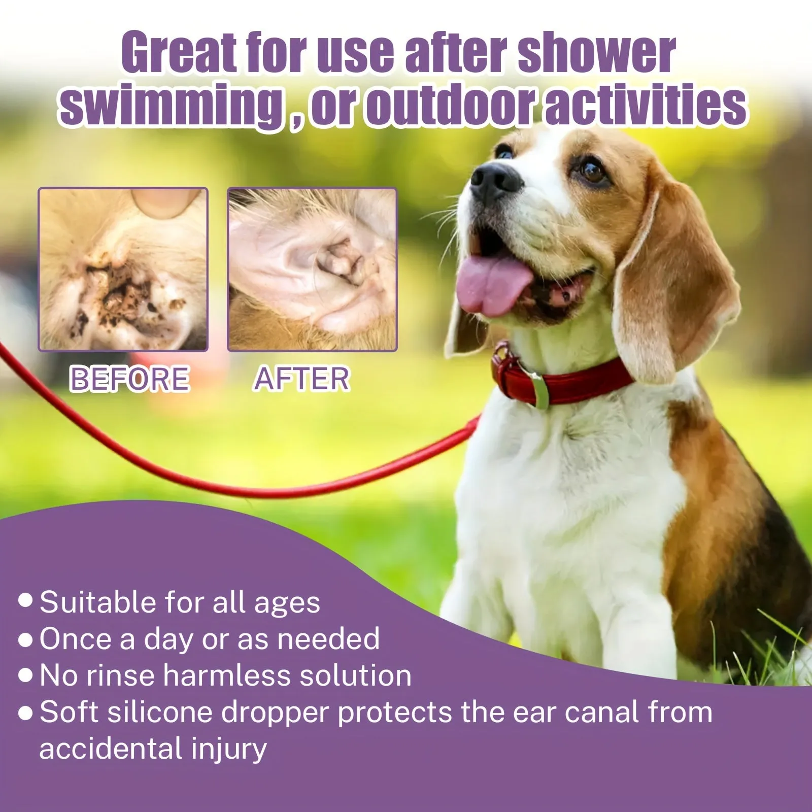 Pet Ear Wash Drops and Cleaning Swabs for Ear Infections