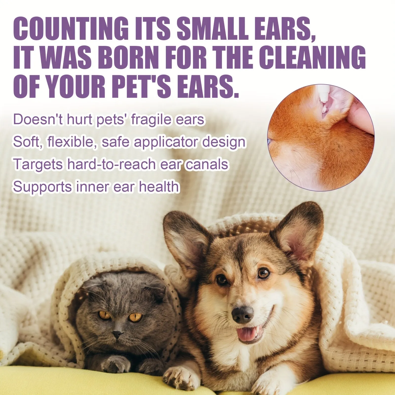 Pet Ear Wash Drops and Cleaning Swabs for Ear Infections