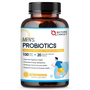 Probiotics   Prebiotics   Digestive Enzymes, 3 IN 1 for Men Digestive Health