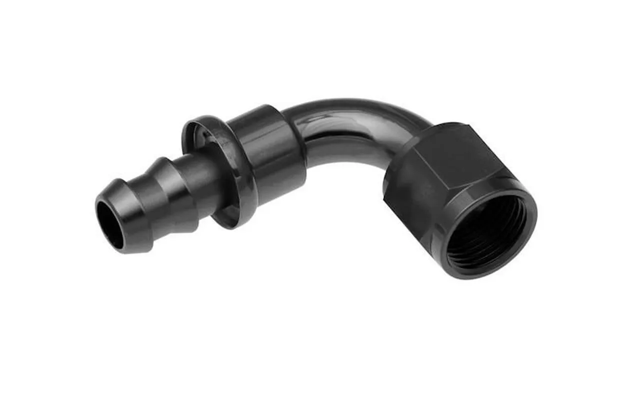 Redhorse Performance -12AN 90 Degree Push Lock Hose End - Black - 2090-12-2