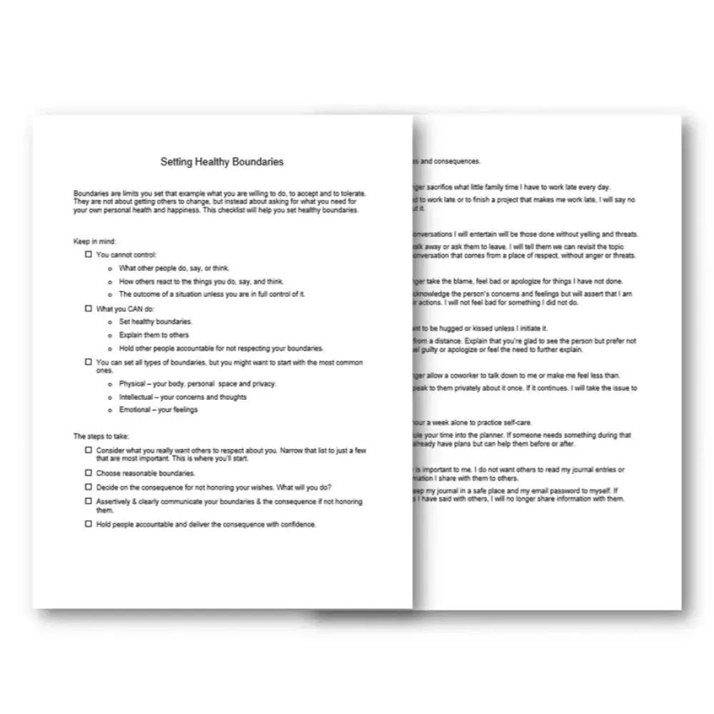 Setting Your Healthy Boundaries PLR Checklist & Worksheet