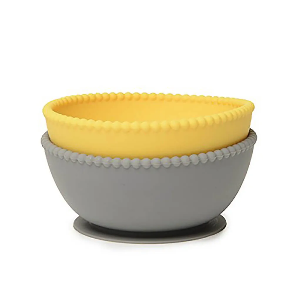 Silicone Suction Bowls Set Grey/Yellow