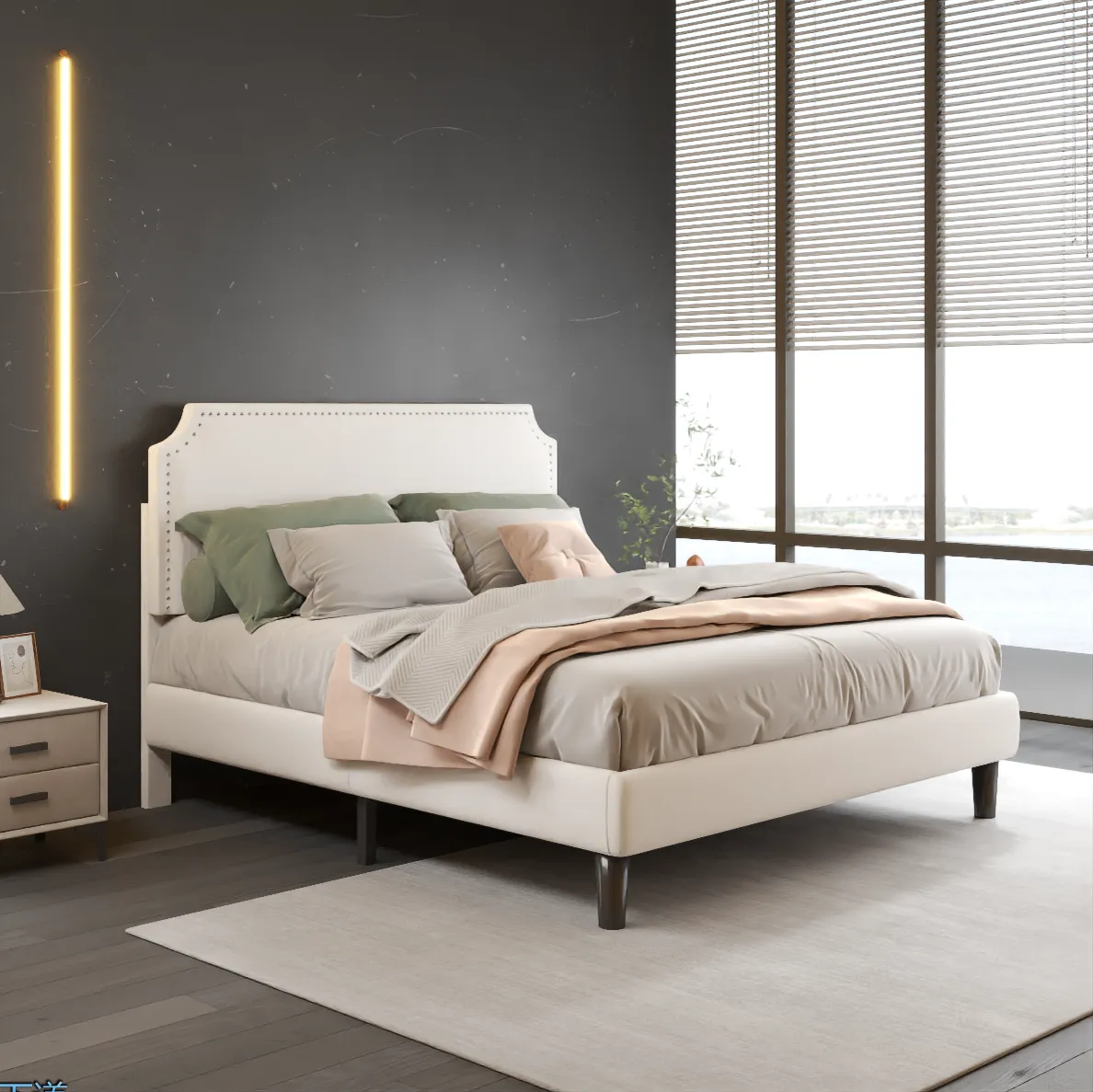 Solanas Full Size Platform Bed Frame - Beige