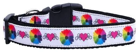 Technicolor Love Nylon Ribbon Dog Collars Medium