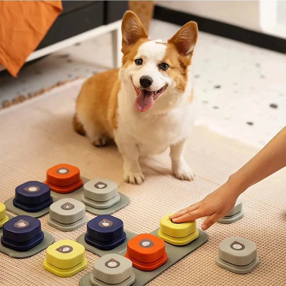 Transform Your Dog's Communication with MEWOOFUN Recordable Talking Buttons - Interactive Training Toy with Non-Slip Mat and Easy Recording Features