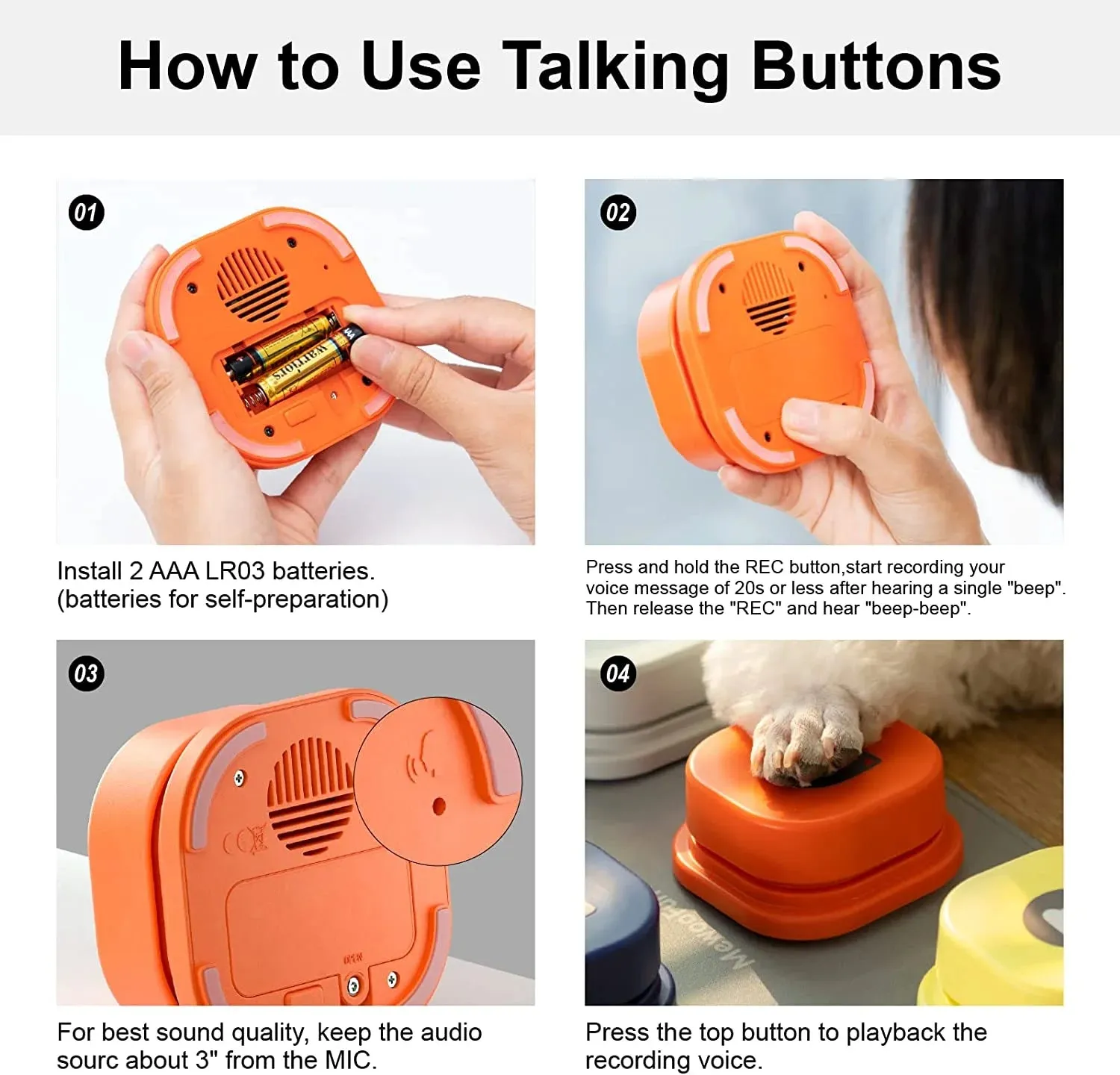 Transform Your Dog's Communication with MEWOOFUN Recordable Talking Buttons - Interactive Training Toy with Non-Slip Mat and Easy Recording Features