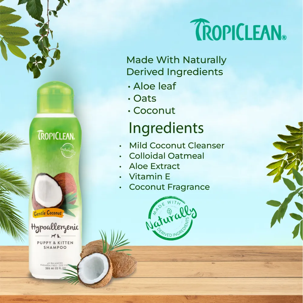 Tropiclean Gentle Coconut Hypoallergenic Shampoo for Dogs and Cats