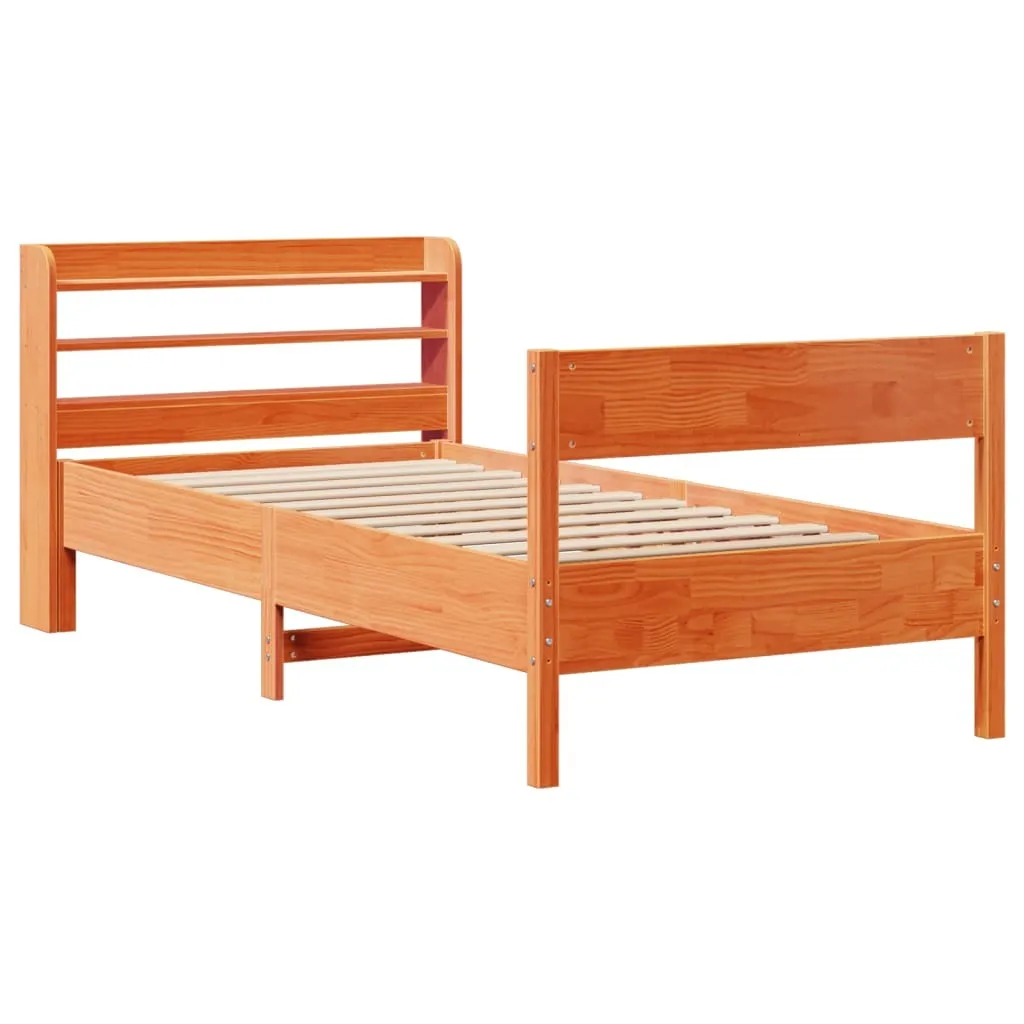 vidaXL Bed Frame without Mattress Wax Brown 90x190 cm Single Solid Wood Pine