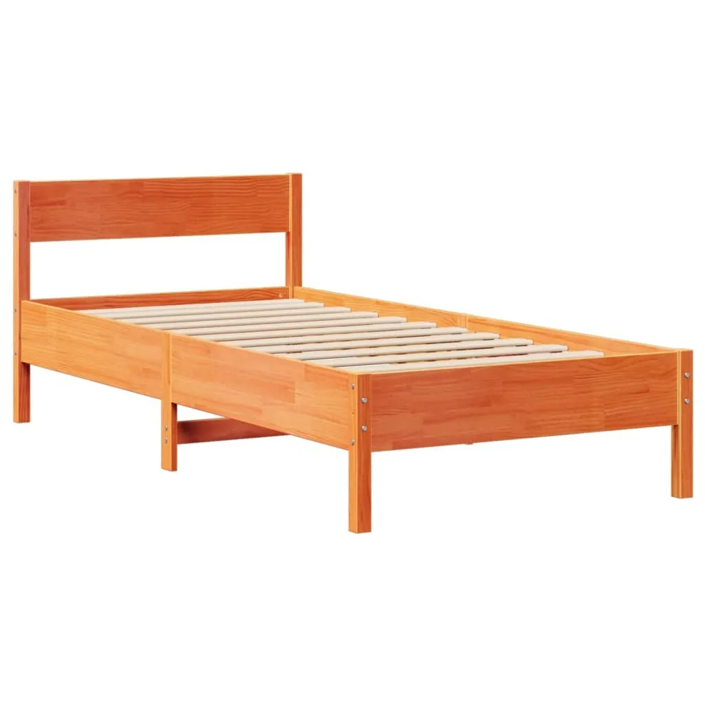 vidaXL Bed Frame without Mattress Wax Brown 90x190 cm Single Solid Wood Pine