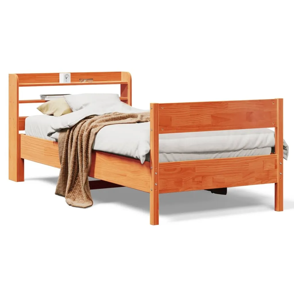 vidaXL Bed Frame without Mattress Wax Brown 90x190 cm Single Solid Wood Pine