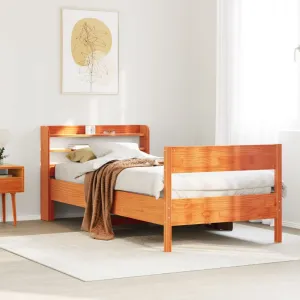 vidaXL Bed Frame without Mattress Wax Brown 90x190 cm Single Solid Wood Pine