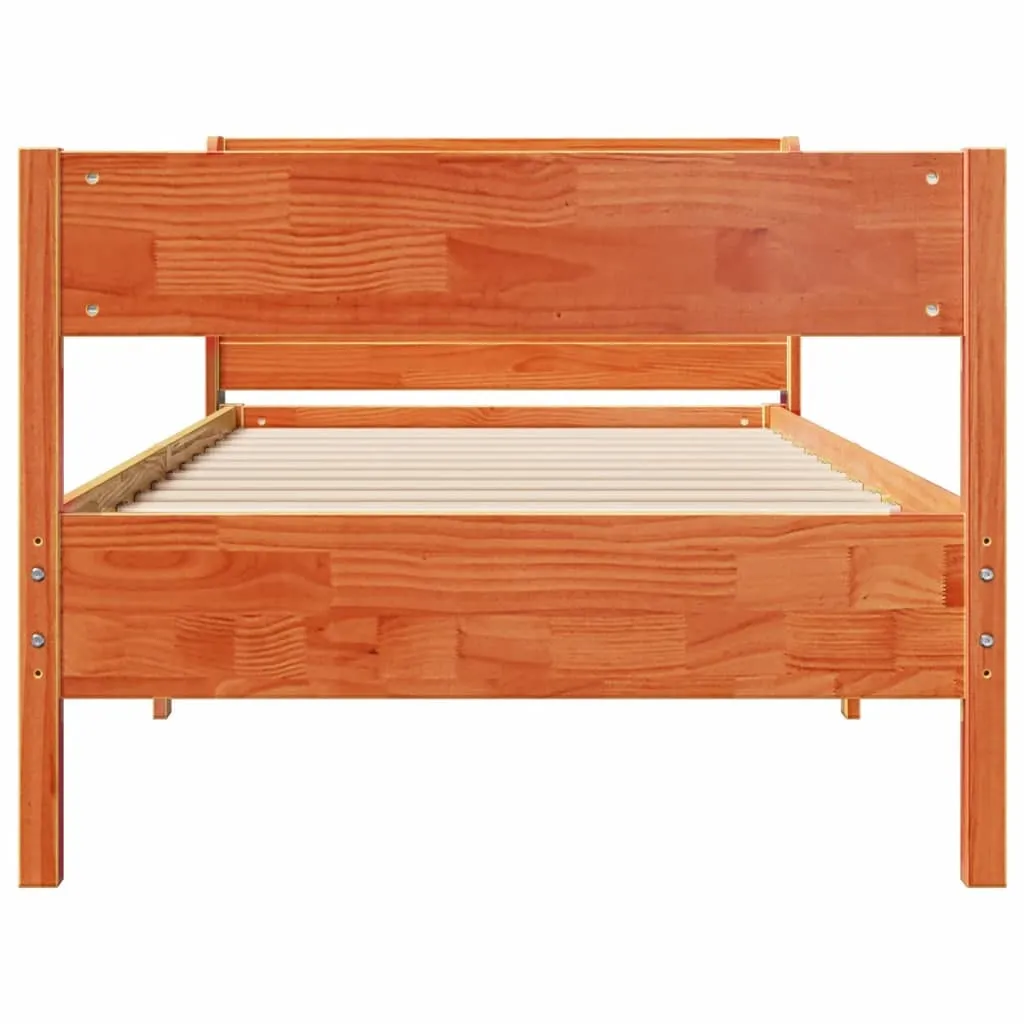 vidaXL Bed Frame without Mattress Wax Brown 90x190 cm Single Solid Wood Pine