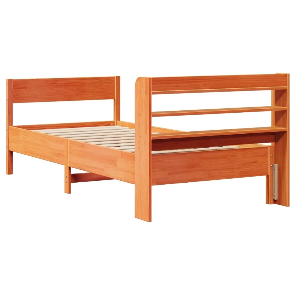 vidaXL Bed Frame without Mattress Wax Brown 90x190 cm Single Solid Wood Pine