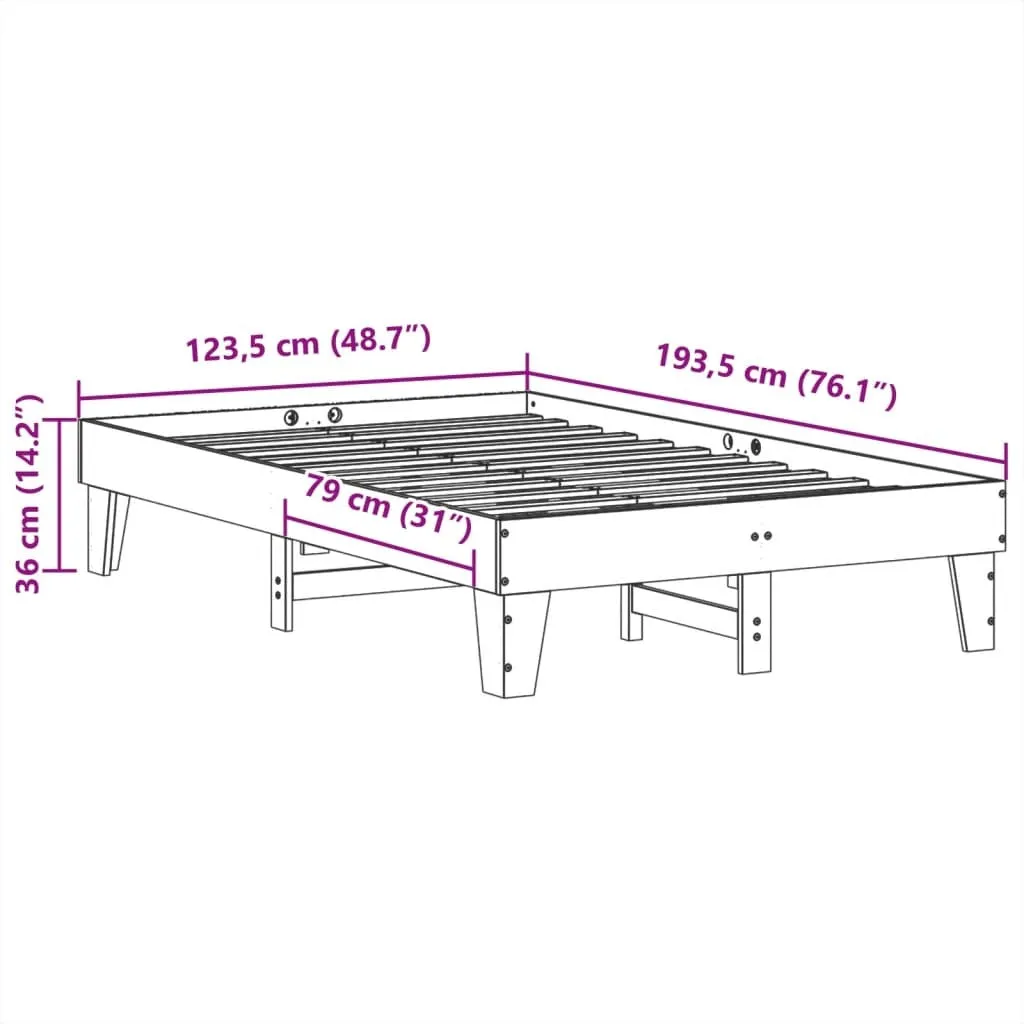 vidaXL Bed Frame without Mattress White 120x190 cm Small Double Solid Wood Pine