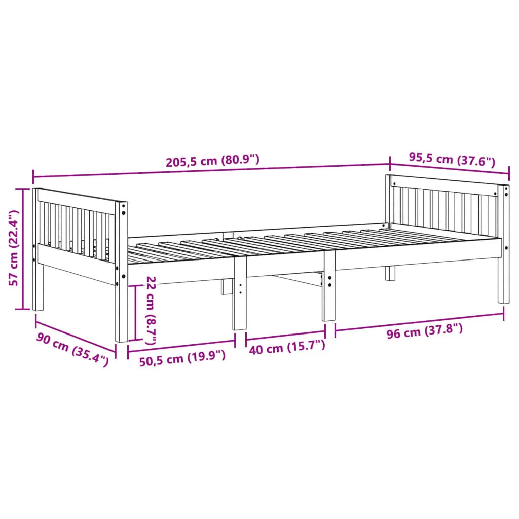 vidaXL Children's Bed without Mattress White 90x200 cm Solid Wood Pine