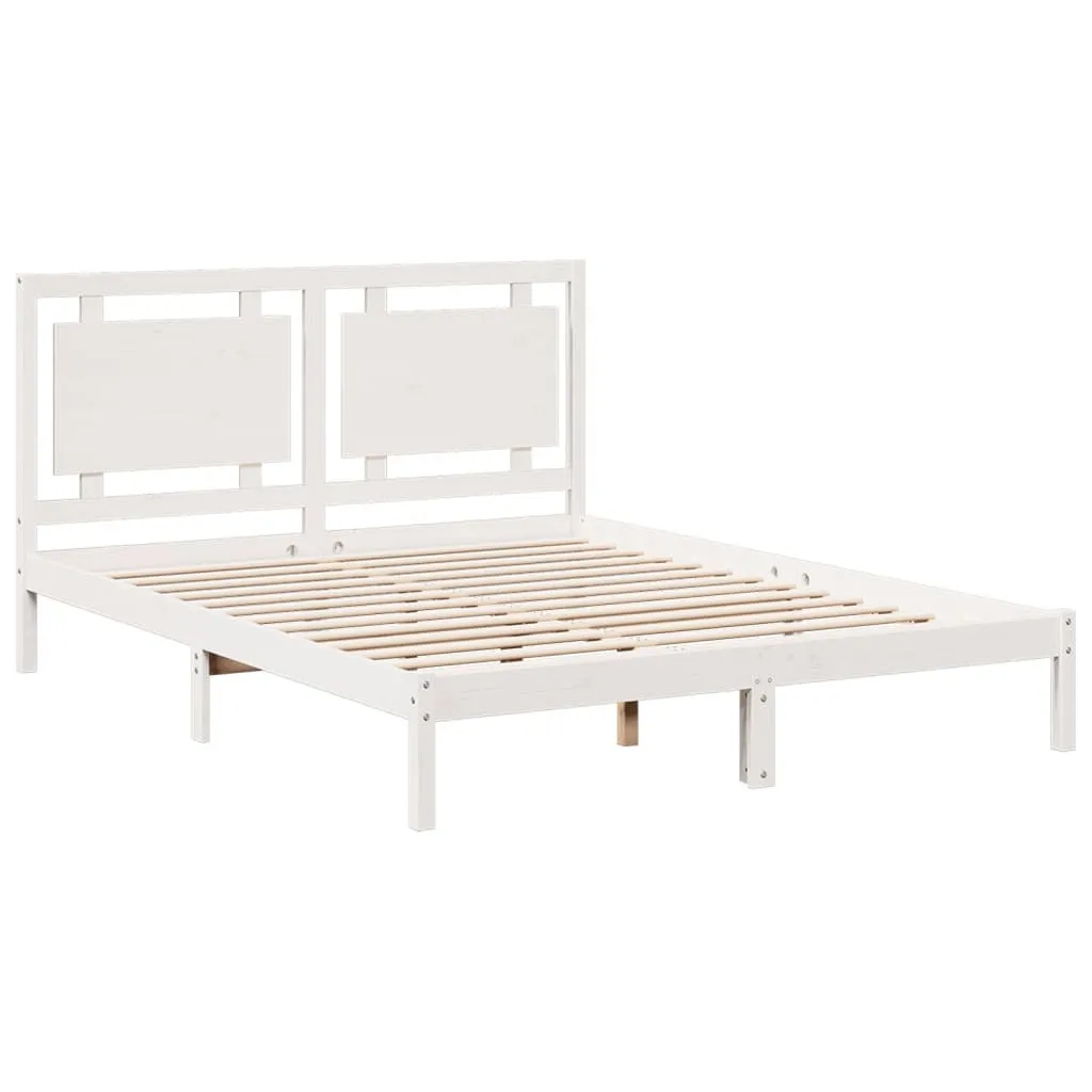 vidaXL Extra Long Bed Frame without Mattress?White 160x220 cm Solid Wood