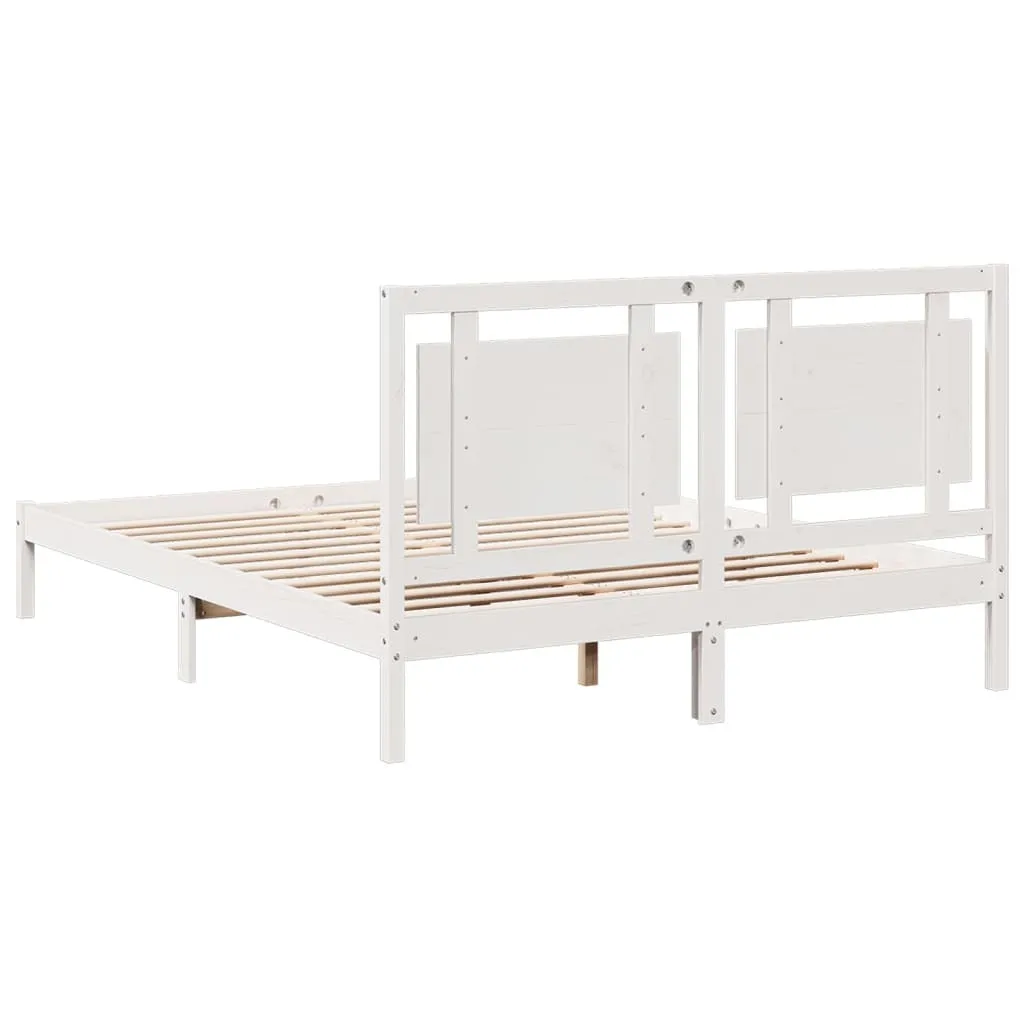 vidaXL Extra Long Bed Frame without Mattress?White 160x220 cm Solid Wood