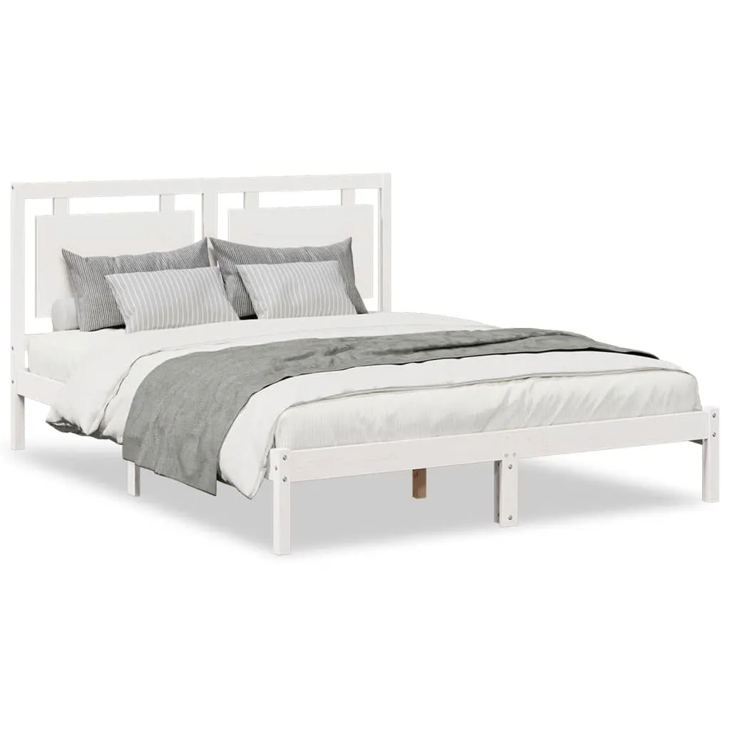 vidaXL Extra Long Bed Frame without Mattress?White 160x220 cm Solid Wood