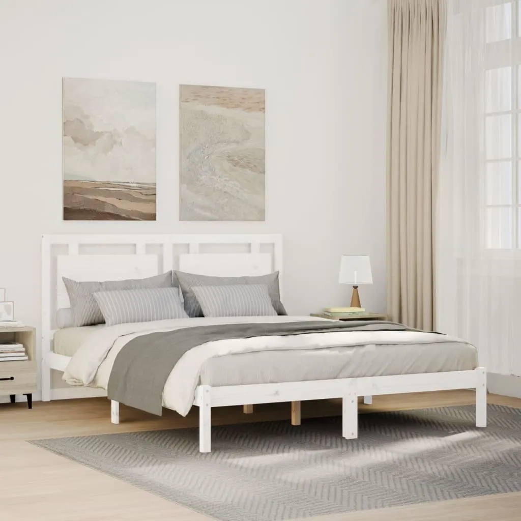 vidaXL Extra Long Bed Frame without Mattress?White 160x220 cm Solid Wood