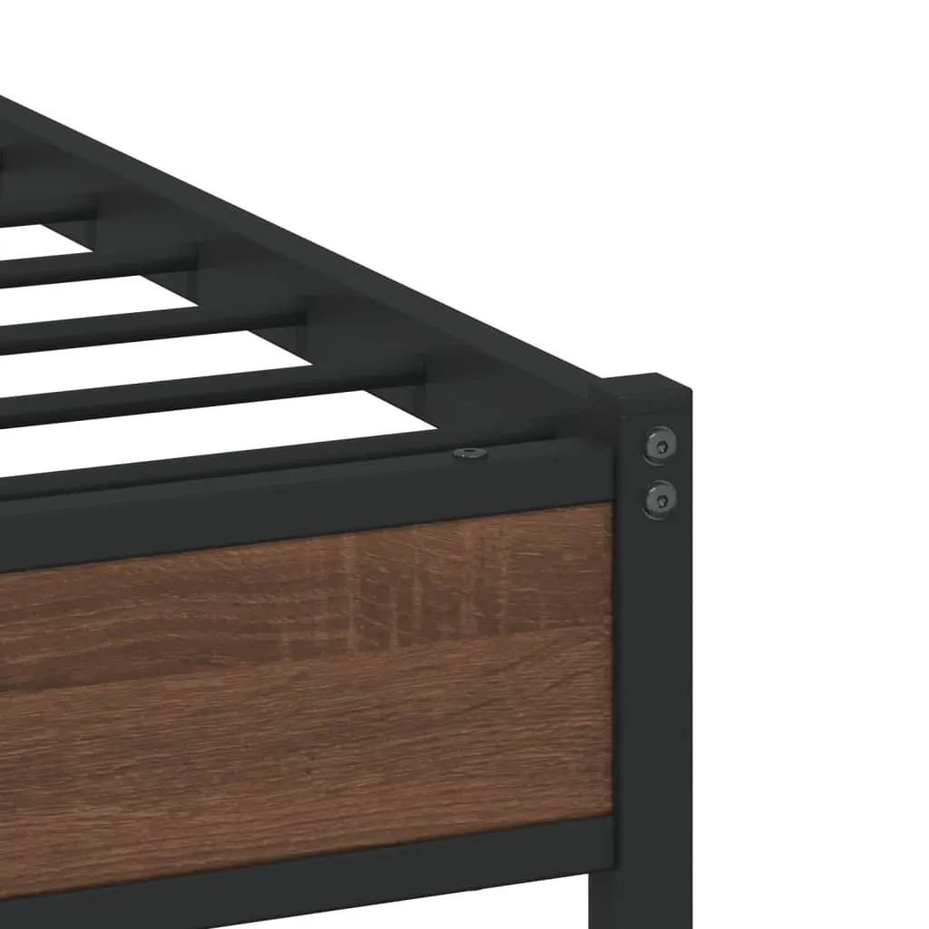 vidaXL Metal Bed Frame without Mattress Brown Oak 180x200 cm Super King