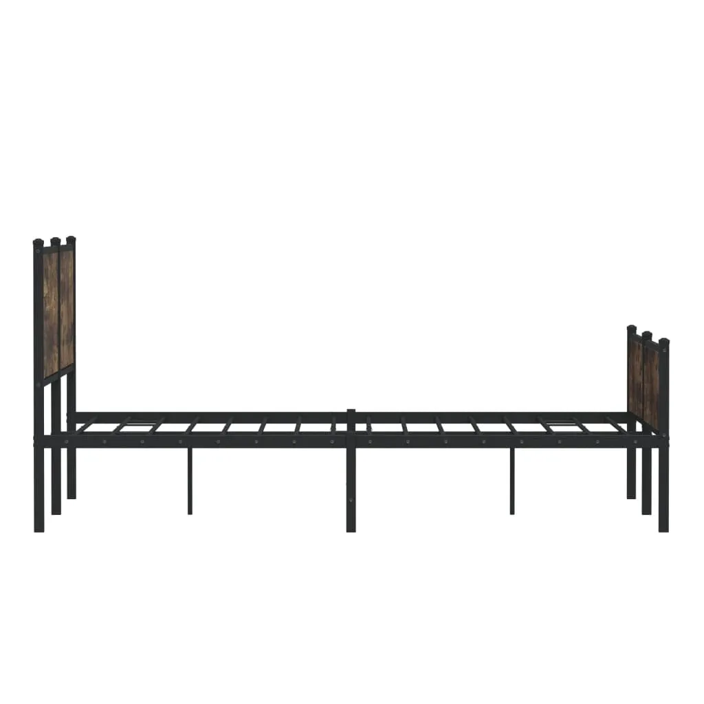 vidaXL Metal Bed Frame without Mattress Smoked Oak 137x190 cm