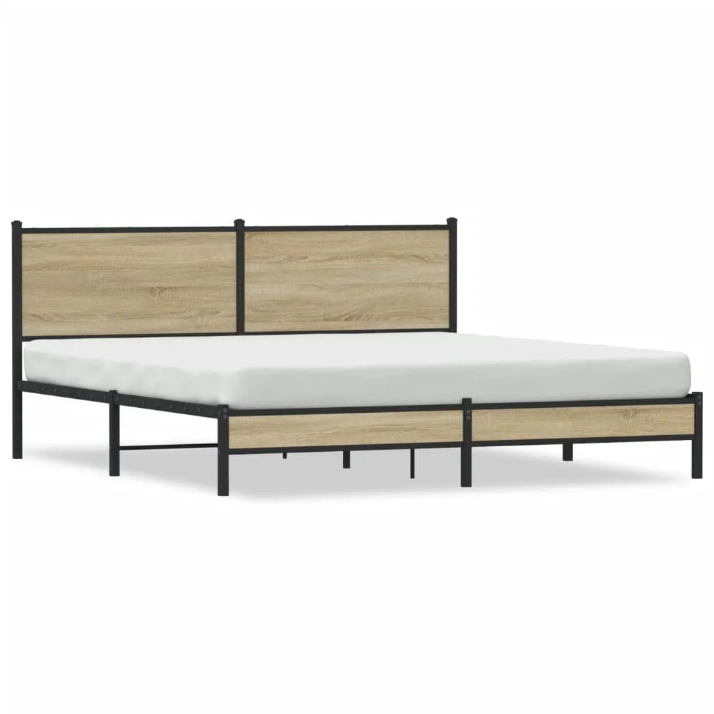 vidaXL Metal Bed Frame without Mattress Sonoma Oak 160x200 cm