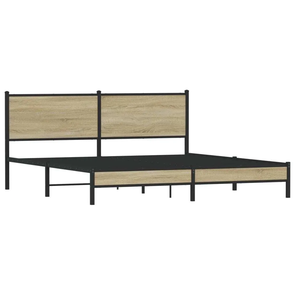 vidaXL Metal Bed Frame without Mattress Sonoma Oak 160x200 cm