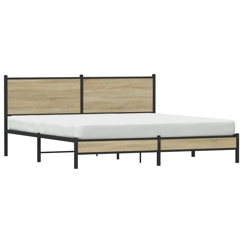 vidaXL Metal Bed Frame without Mattress Sonoma Oak 160x200 cm