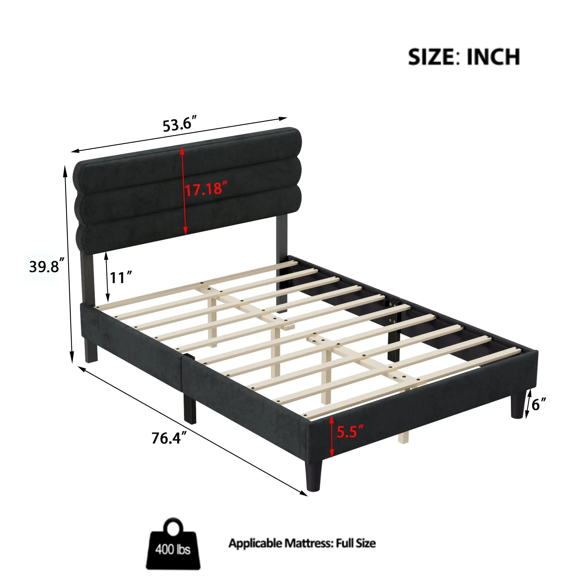 Wee Full Size Bed Frame - Dark Gray