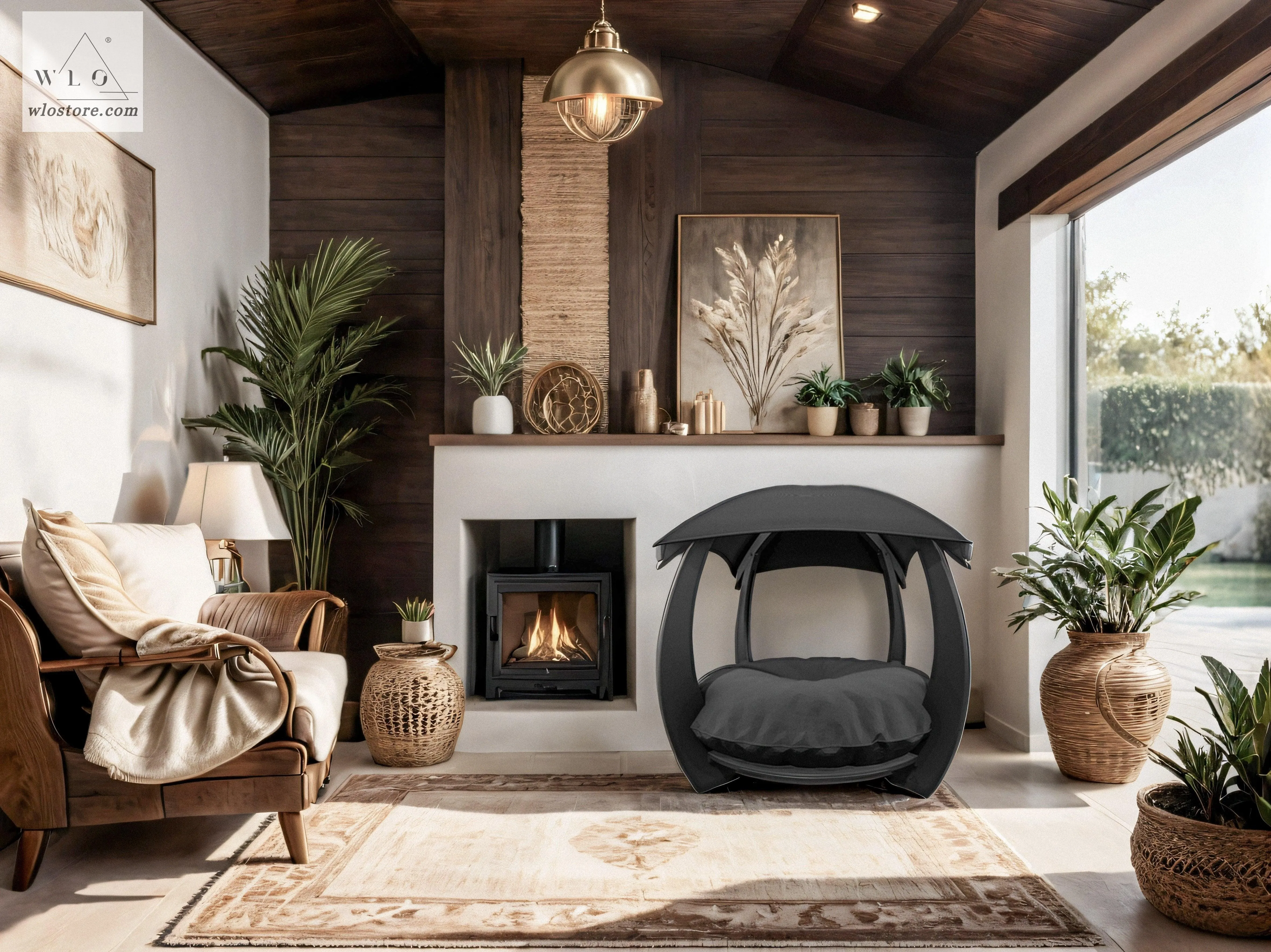 WLO® Black Circular Modern Cat Bed