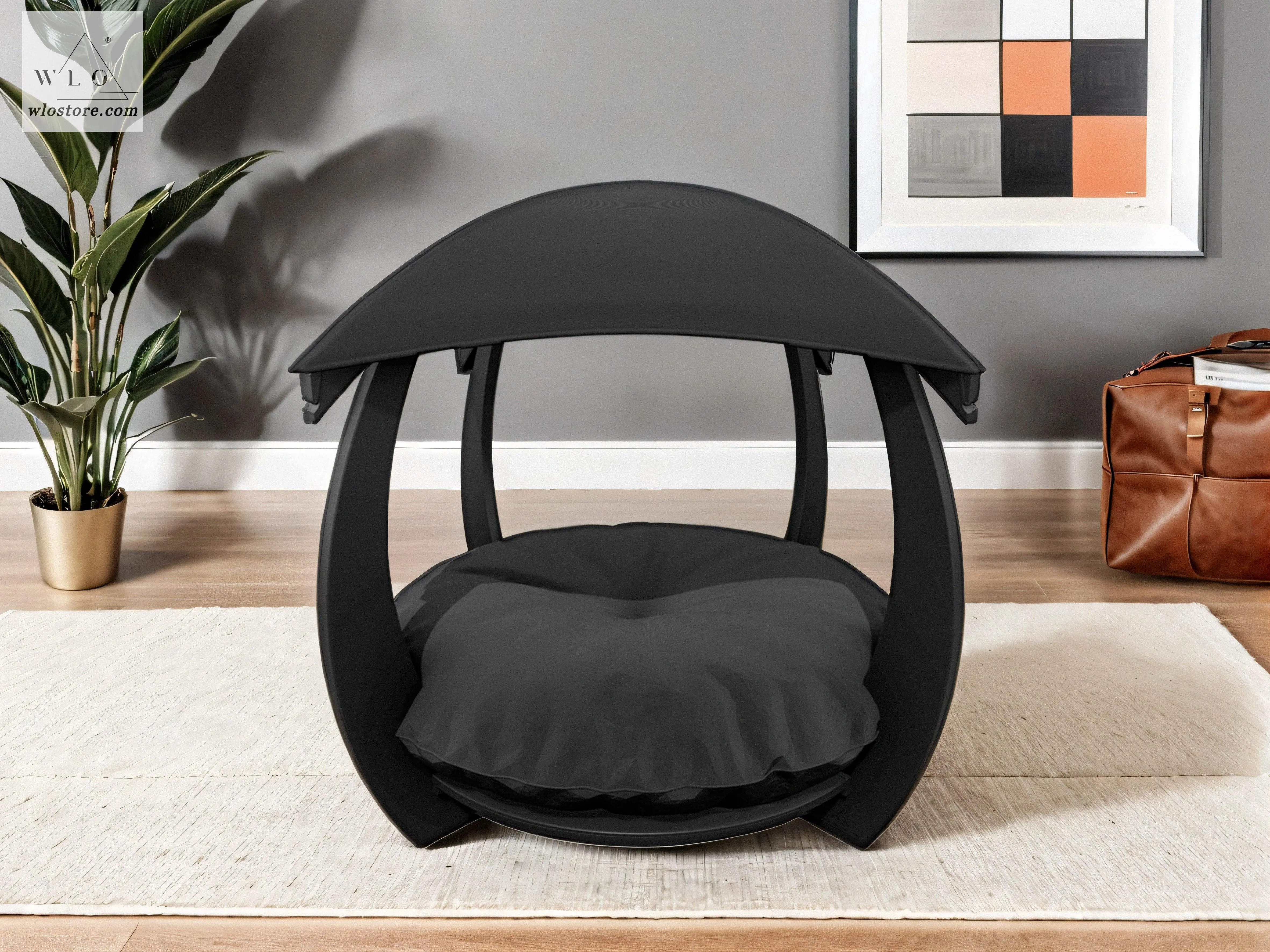 WLO® Black Circular Modern Cat Bed