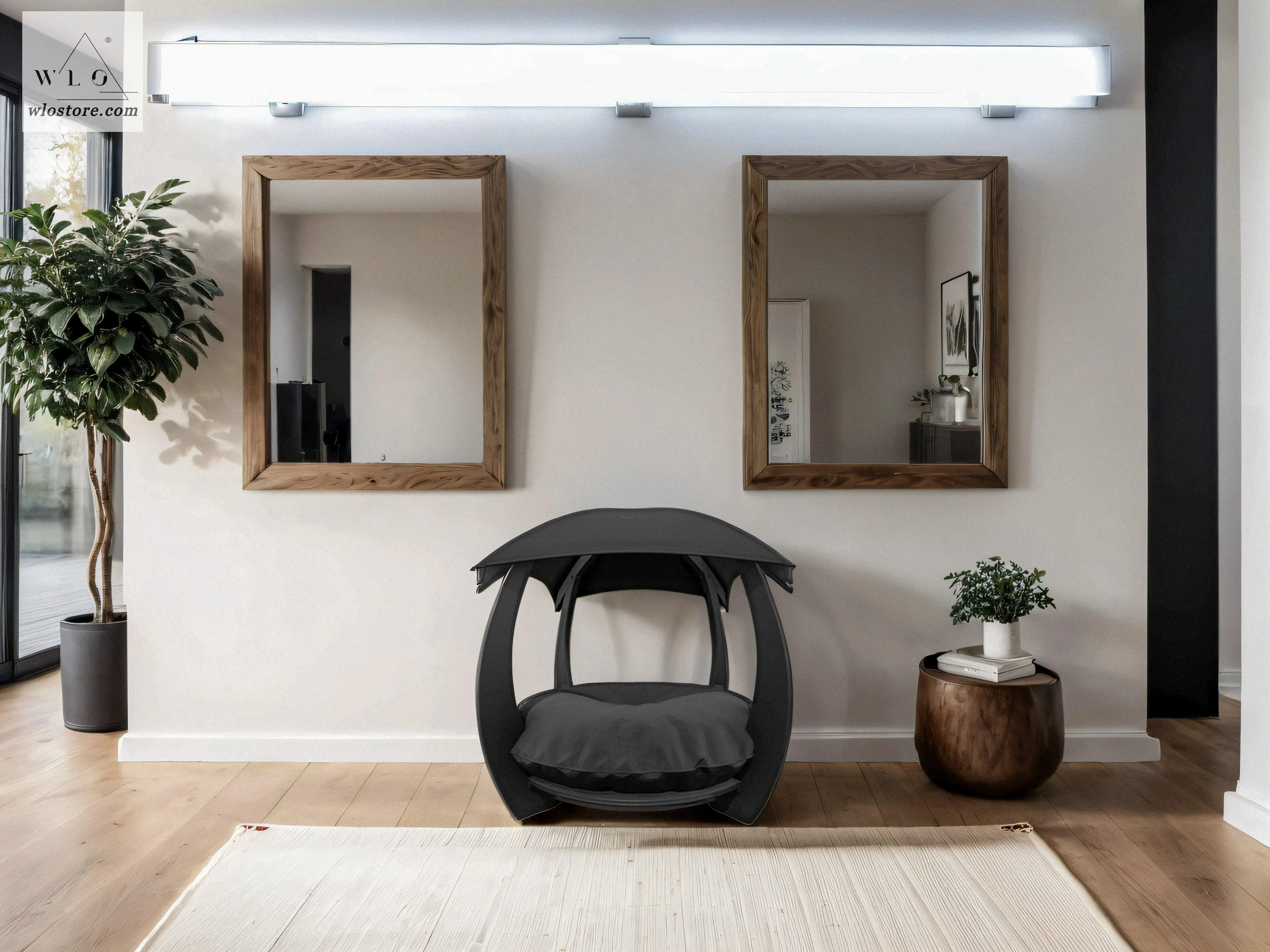 WLO® Black Circular Modern Cat Bed