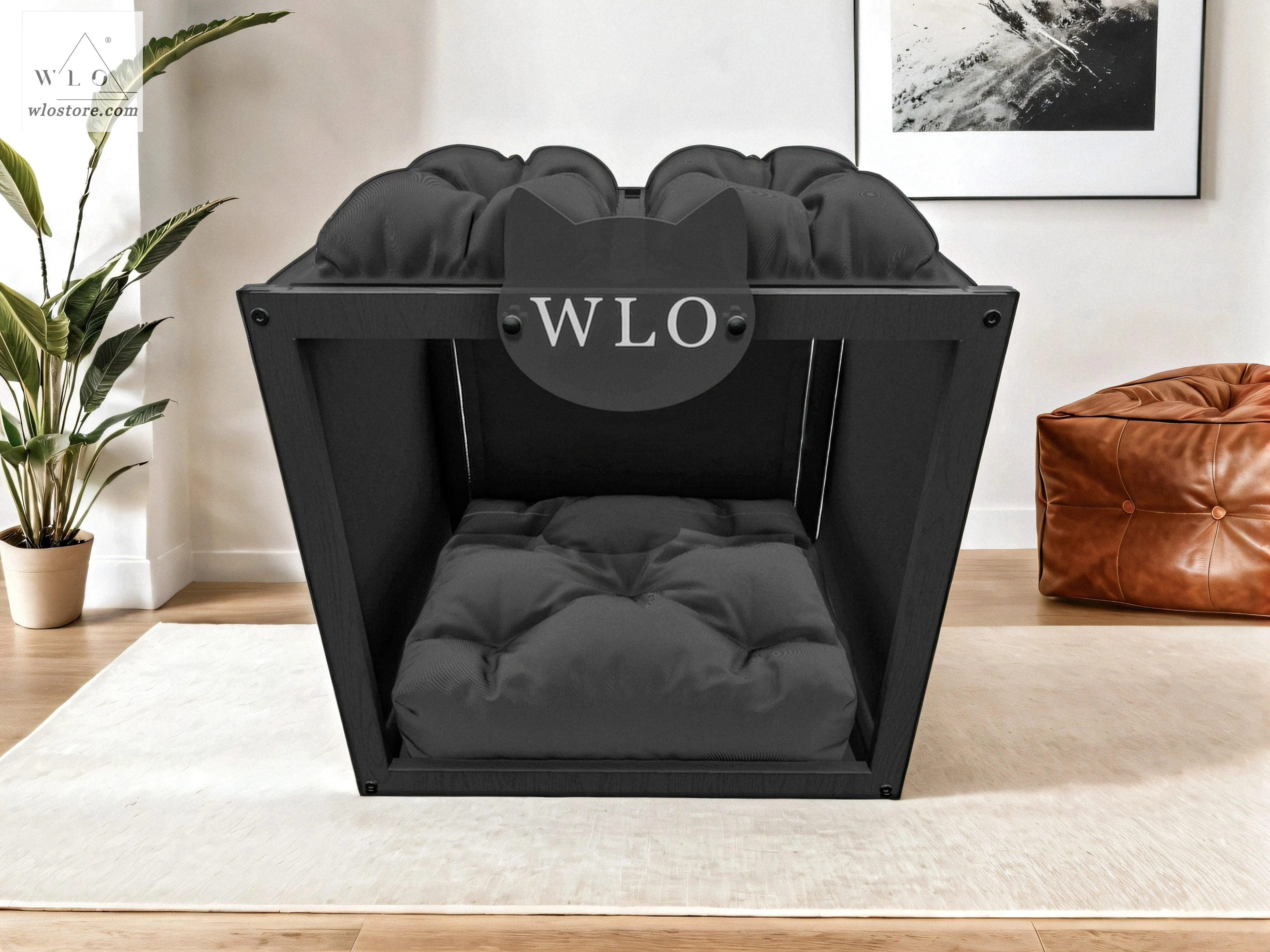 WLO® Black Pueblo Modern Cat Bed