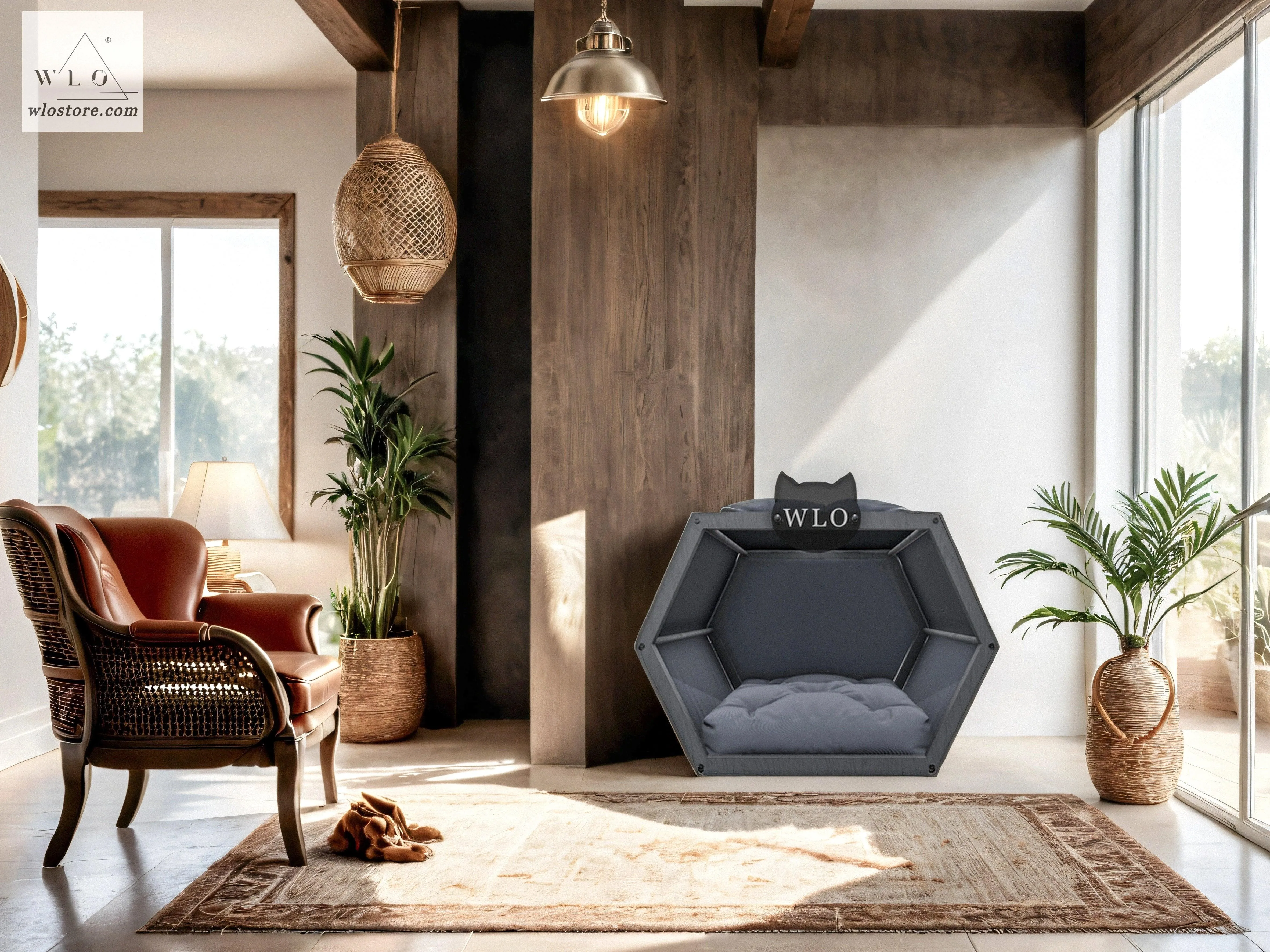 WLO® Gray Hexxon Modern Cat Bed