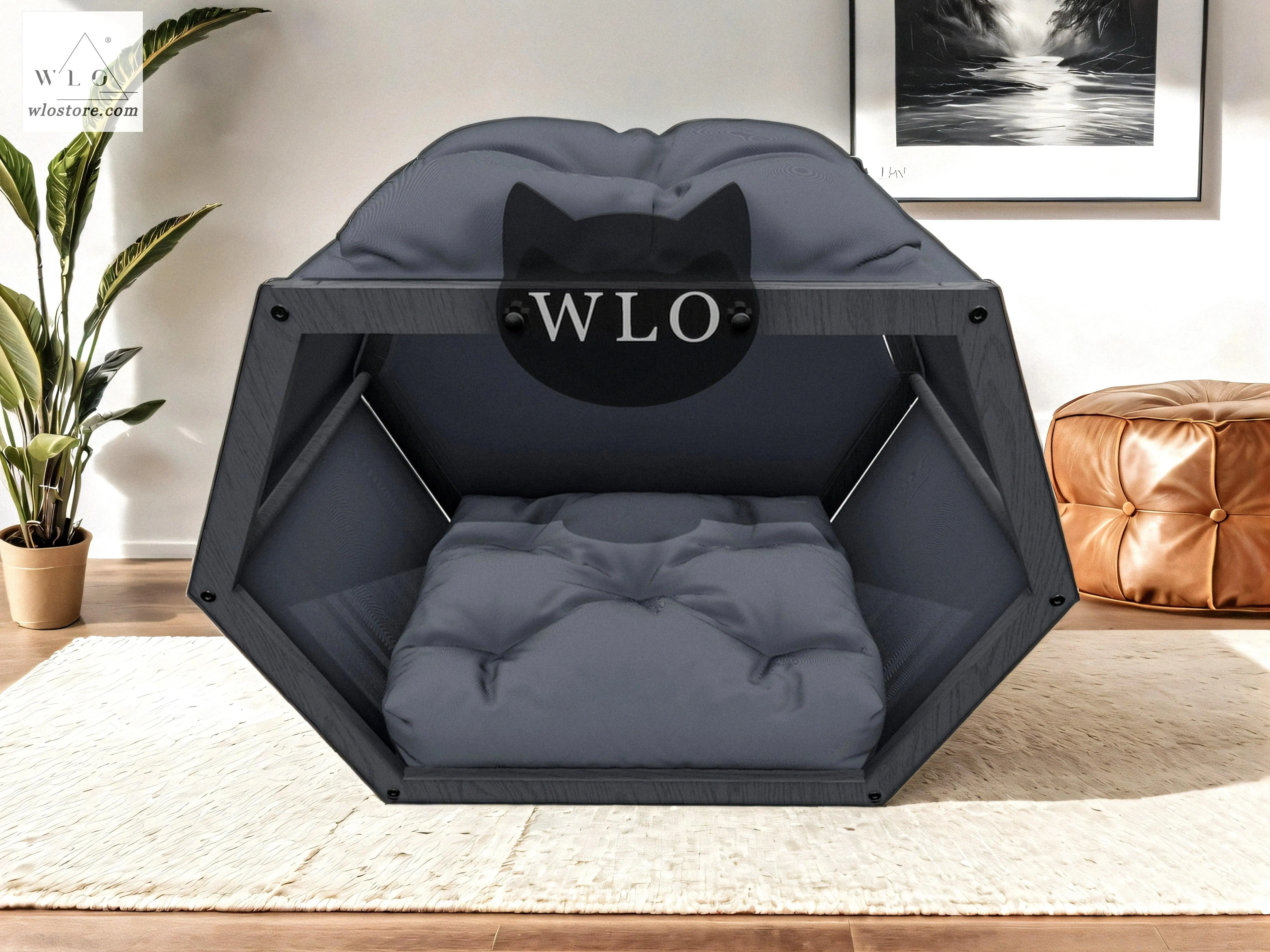 WLO® Gray Hexxon Modern Cat Bed