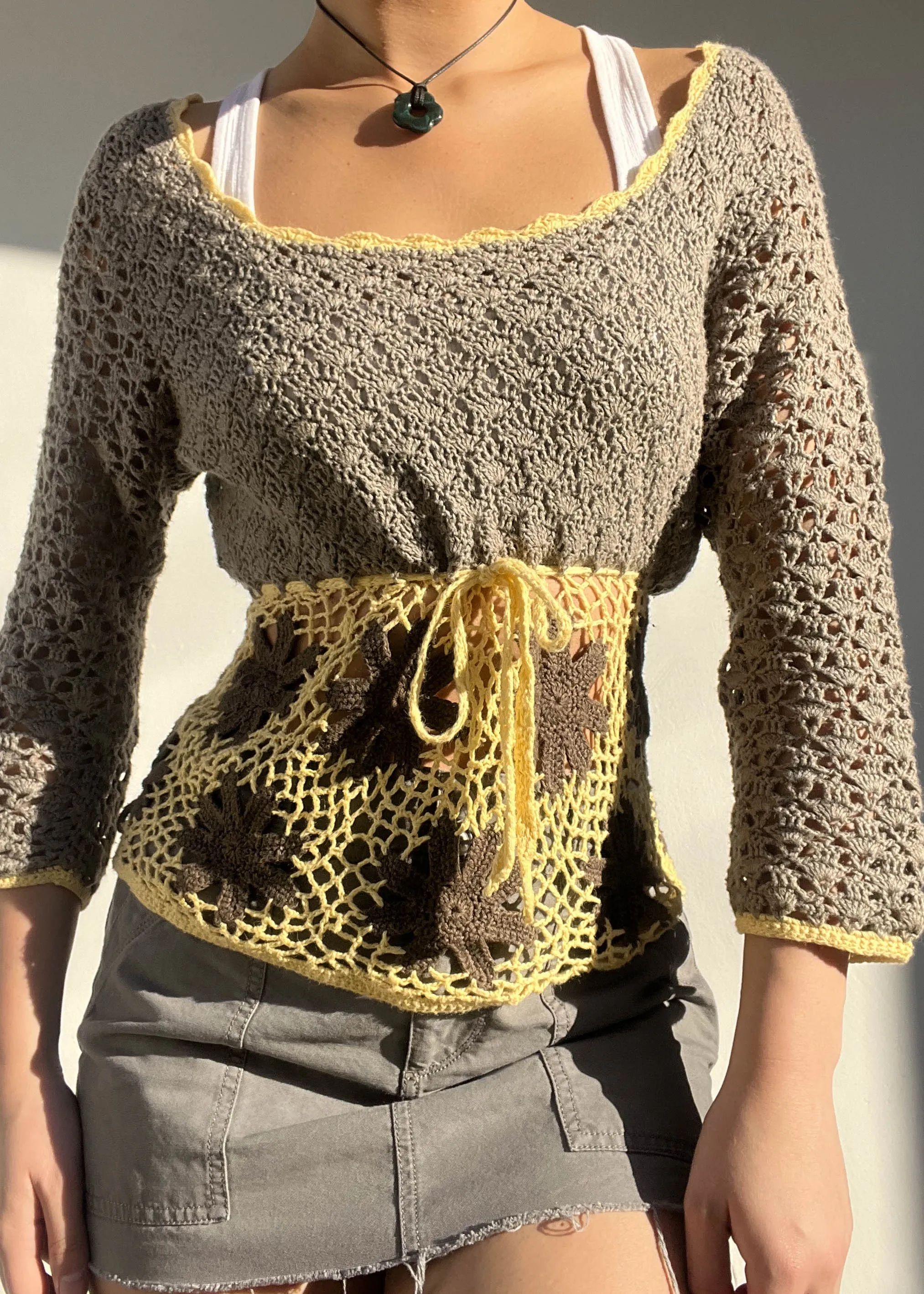 Y2k Crochet Knit Top (M)