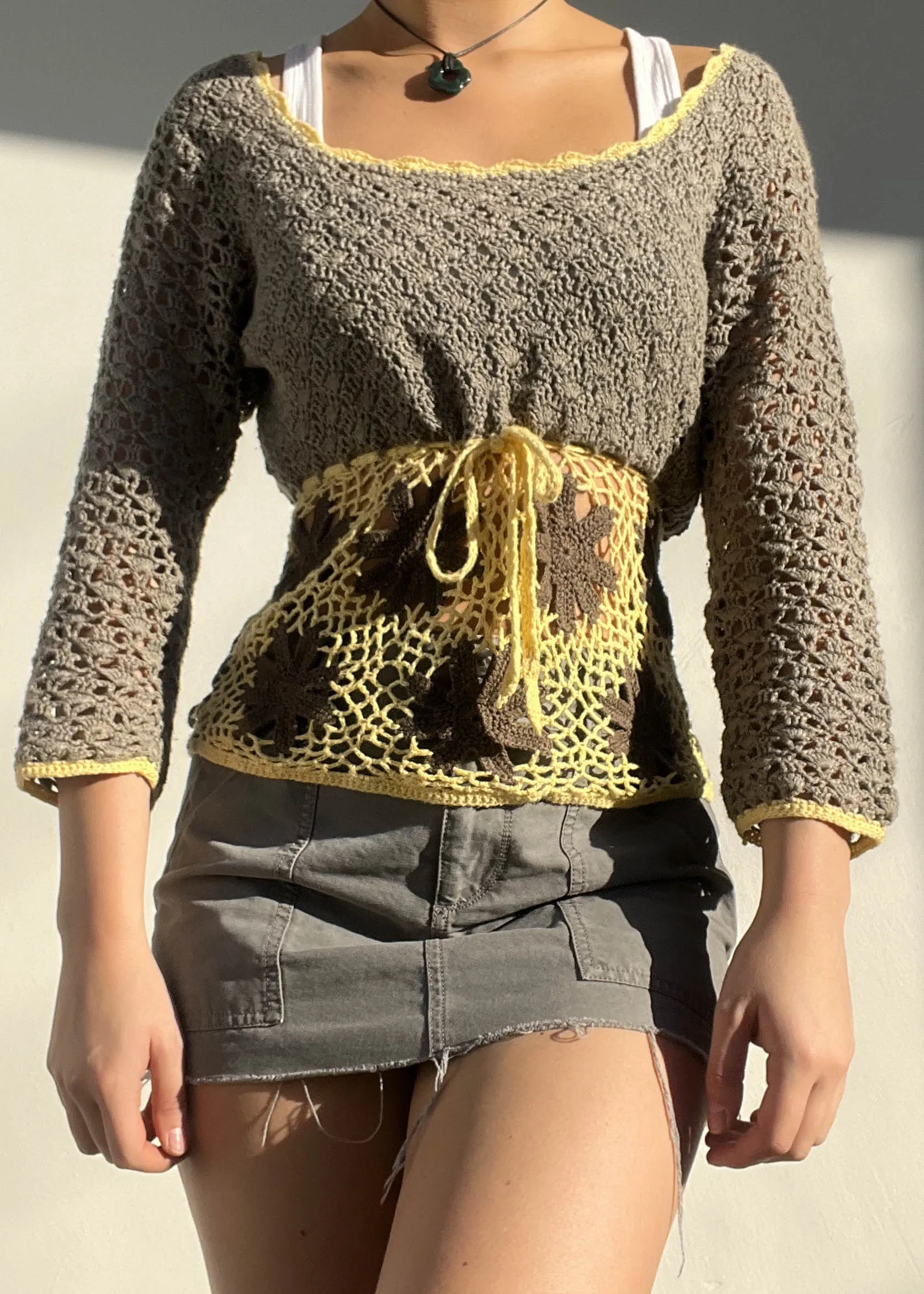 Y2k Crochet Knit Top (M)